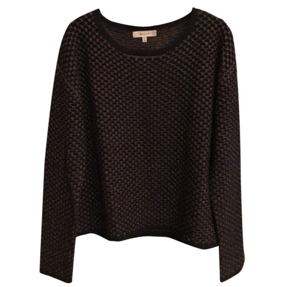 Milly Black & Gold Textured Sweater Size P - Picture 2 of 6